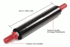 Western Plastics Stretch Wrap W/Extended Core Handle, Blown, 80 Gauge, 20"Wx1000'L, Black - Pkg Qty 4 -Protective Packaging Sales Store 242265 1wco