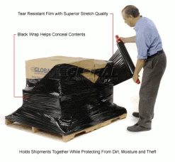 Western Plastics Stretch Wrap W/Extended Core Handle, Blown, 80 Gauge, 20"Wx1000'L, Black - Pkg Qty 4 -Protective Packaging Sales Store 242265 4wco