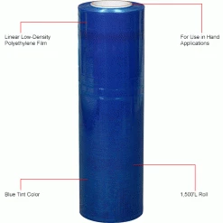 Global Industrial Stretch Wrap, Cast, 80 Gauge, 18"Wx1500'L, Blue Tint - Pkg Qty 4 11 Global Industrial Stretch Wrap, Cast, 80 Gauge, 18"Wx1500'L, Blue Tint - Pkg Qty 4 -Protective Packaging Sales Store 412551IN 1wco