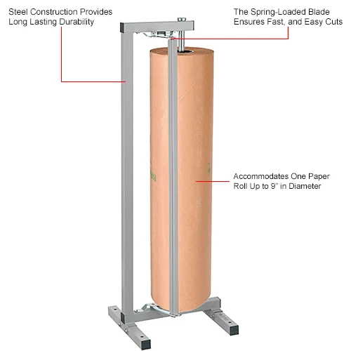 Global Industrial Vertical Paper Dispenser w/Cutter, 36"W x 9" Dia. Roll Size 6 Global Industrial Vertical Paper Dispenser w/Cutter, 36"W x 9" Dia. Roll Size - Image 5