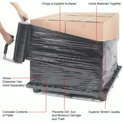 Western Plastics Western Plastic Stretch Wrap, Blown, 80 Gauge, 18"Wx1500'L, Black - Pkg Qty 4 -Protective Packaging Sales Store 488049 3wco
