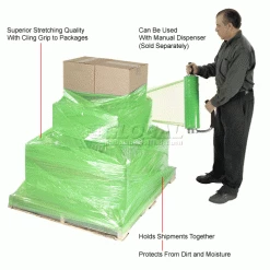 Western Plastics Western Plastic Stretch Wrap, Blown, 80 Gauge, 18"Wx1500'L, Light Green - Pkg Qty 4 -Protective Packaging Sales Store 795473GN 4wco
