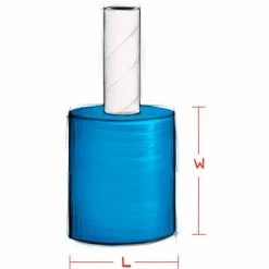 Armor Poly® VCI Hand Stretch Film w/Handle, 100 Gauge, 5"W x 900'L, Blue - Pkg Qty 12 -Protective Packaging Sales Store ARMOR POLY Stretch Film w Handle Illustration