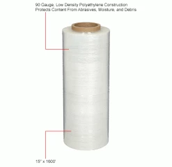 Stretch Wrap, Cast, 90 Gauge, 15"Wx1600'L, Clear - Pkg Qty 4 -Protective Packaging Sales Store B2043518IN 1wco
