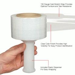 Banding Stretch Wrap, Cast, 150 Gauge, 3"Wx600'L, Clear - Pkg Qty 18 -Protective Packaging Sales Store B2043597IN 3wco