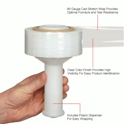 Banding Stretch Wrap, Cast, 80 Gauge, 2"Wx1000'L, Clear - Pkg Qty 24 16 Banding Stretch Wrap, Cast, 80 Gauge, 2"Wx1000'L, Clear - Pkg Qty 24 -Protective Packaging Sales Store B2043690IN 3wco