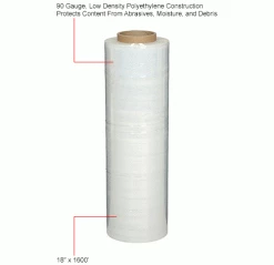 Stretch Wrap, Cast, 90 Gauge, 18"Wx1600'L, Clear - Pkg Qty 4 -Protective Packaging Sales Store B2056273IN 1wco