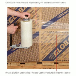 Stretch Wrap, Blown, 80 Gauge, 12"Wx1600'L, Clear - Pkg Qty 4 -Protective Packaging Sales Store B2057169IN 3wco