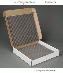 Standard Charcoal Shippers, 16"W x 16"L x 2-3/4"D, White - Pkg Qty 12 -Protective Packaging Sales Store B664523 1wco