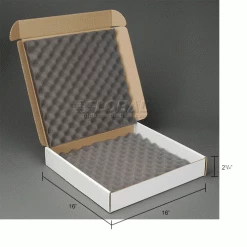 Standard Charcoal Shippers, 16"W x 16"L x 2-3/4"D, White - Pkg Qty 12 -Protective Packaging Sales Store B664523 dim