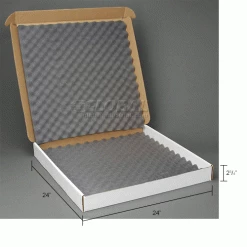 Standard Charcoal Shippers, 24"W x 24"L x 2-3/4"D, White - Pkg Qty 9 -Protective Packaging Sales Store B664524 dim