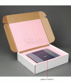 Anti Static Laptop Shippers W/ Front Lock Tabs, 18"W x 14"L x 4"D, White - Pkg Qty 4 -Protective Packaging Sales Store B664526 2wco