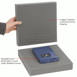 Reusable Soft Foam Pads, 12"W x 12"L x 2" Thick, Charcoal - Pkg Qty 24 -Protective Packaging Sales Store B664531 1wco