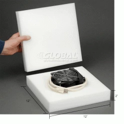 Reusable Soft Foam Pads, 12"W x 12"L x 2" Thick, White - Pkg Qty 24 -Protective Packaging Sales Store B664532 dim