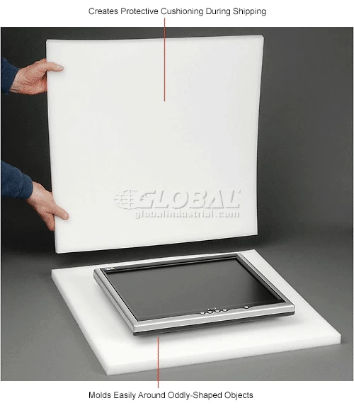 Reusable Soft Foam Pads, 24"W x 24"L x 1" Thick, White - Pkg Qty 12 6 Reusable Soft Foam Pads, 24"W x 24"L x 1" Thick, White - Pkg Qty 12 - Image 4