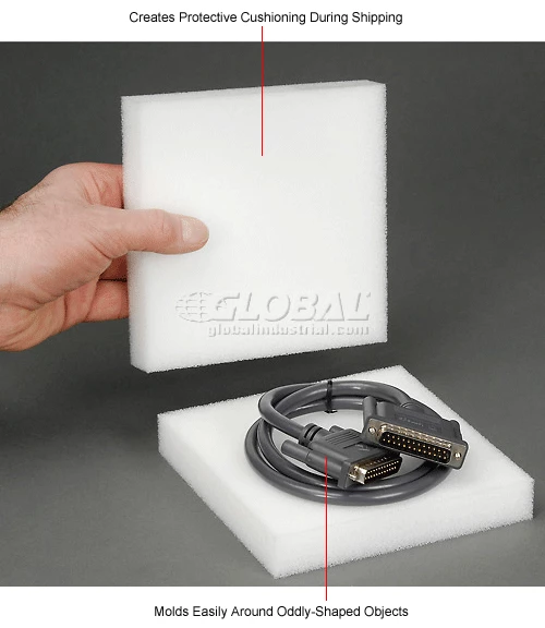 Reusable Soft Foam Pads, 6"W x 6"L x 1" Thick, White - Pkg Qty 50 6 Reusable Soft Foam Pads, 6"W x 6"L x 1" Thick, White - Pkg Qty 50 - Image 4