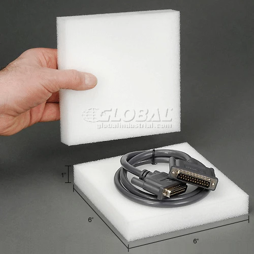 Reusable Soft Foam Pads, 6"W x 6"L x 1" Thick, White - Pkg Qty 50 7 Reusable Soft Foam Pads, 6"W x 6"L x 1" Thick, White - Pkg Qty 50 - Image 5