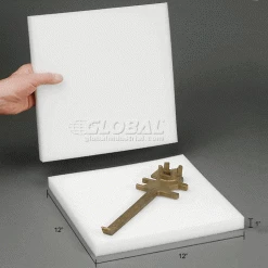 Reusable Soft Foam Pads, 12"W x 12"L x 1" Thick, White - Pkg Qty 48 -Protective Packaging Sales Store B664535 dim