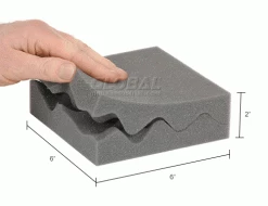 Convoluted Foam Set, 6"L x 6"W x 2" Thick, Charcoal - Pkg Qty 64 -Protective Packaging Sales Store B664536 dim