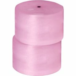 Global Industrial™ Perforated Anti Static Bubble Roll, 24"W x 250'L x 1/2" Thick, Pink, 2/Pk