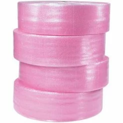 Global Industrial™ Non Perf. Anti Static Bubble Roll, 12"W x 750'L x 3/16" Thick, Pink, 4/Pack