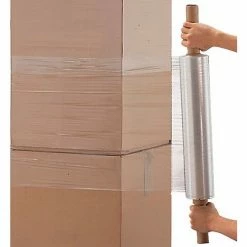 Stretch Wrap W/Extended Core Handle, Cast, 90 Gauge, 20"Wx1000'L, Clear - Pkg Qty 4 -Protective Packaging Sales Store CDB 4659900