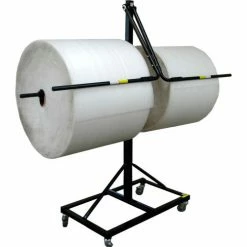 Encore Packaging Double Arm Bubble/Foam/Poly Dispenser Floor Unit, 51"L x 28"W x 4"H, Black